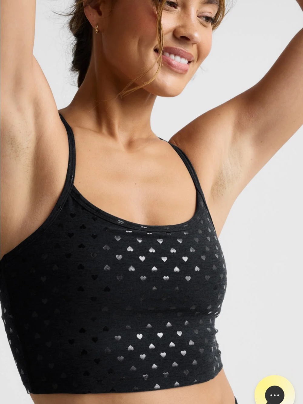 Beyond yoga Women's Black Active set sports bra and leggings with hearts